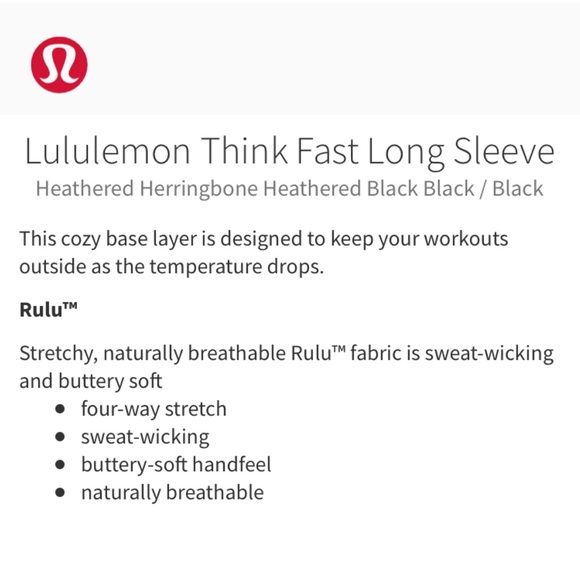LULULEMON ATHLETICA Heathered Herringbone Black Think Fast Long Sleeves Size 6 - Picture 16 of 16